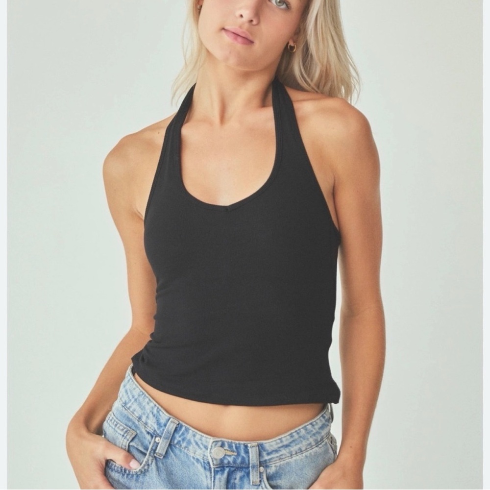 Klassy Network Black Halter Crop Camisole